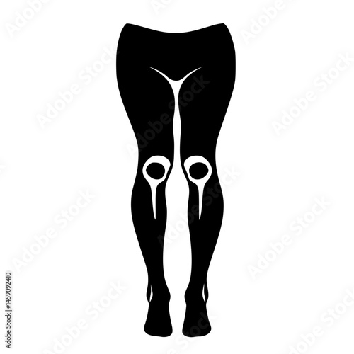 Stylized flat black icon of human legs featuring knee joints for health and fitness applications