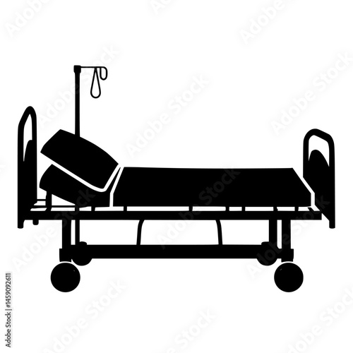 Hospital bed icon representing medical care and patient comfort in healthcare settings