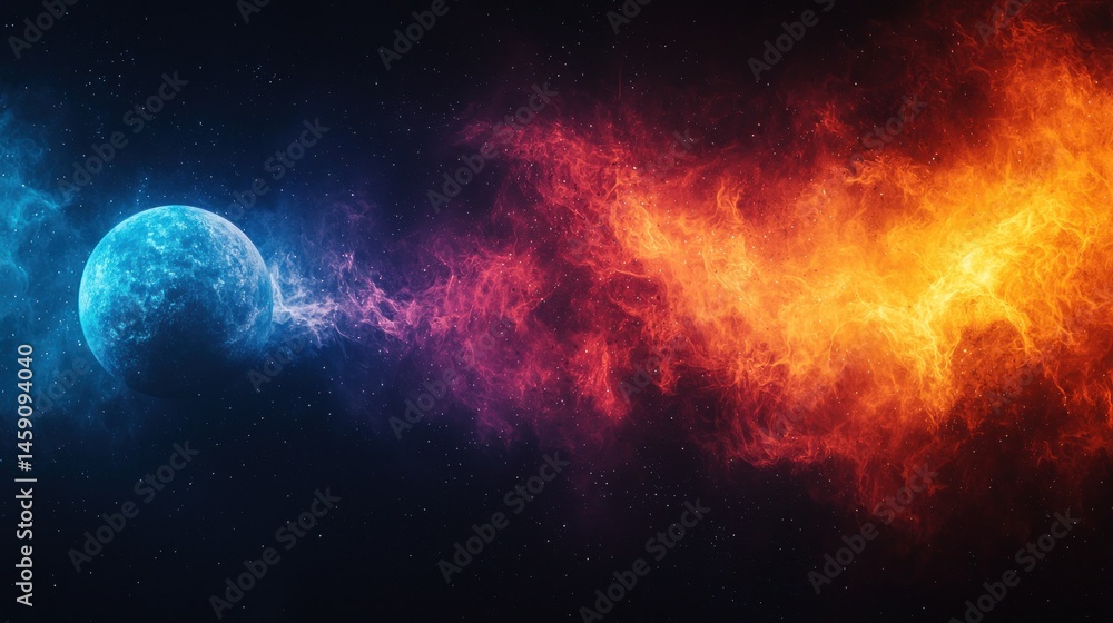 Obraz premium Cosmic fiery clash