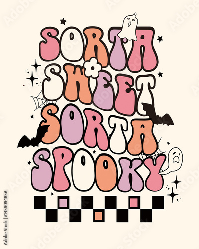 High-resolution, high-quality, and high-detail clipart design featuring a cute ghost in a retro-style vector illustration. With soft, soothing, and spooky vibes, the design uses a palette of pastel co