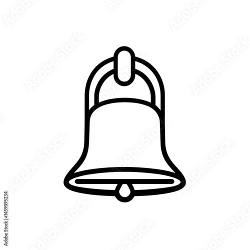 Detailed bell icon in elegant outline style with copy space