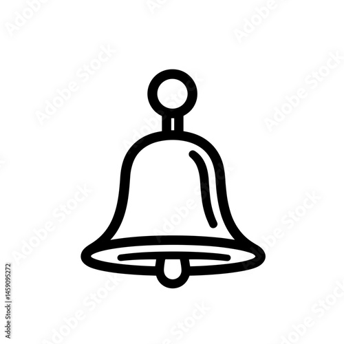 Bell icon in classic outline style with copy space