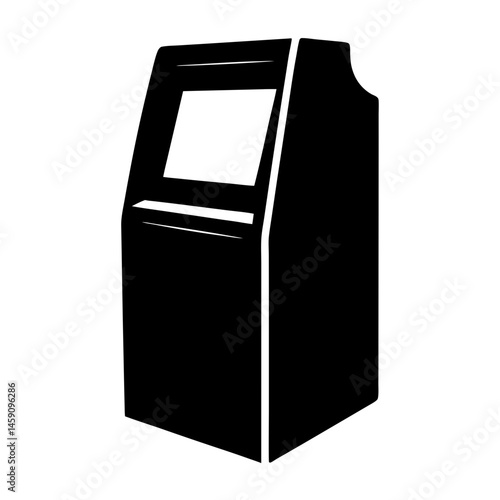 Black and white vector image of an information or payment kiosk