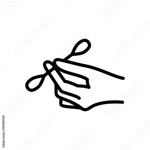 Cotton swab in hand, clean, medical, tool stick vector icon. Removing earwax, cleaning. Safety, cotton swabs logo or symbol. Earwax blockage concept