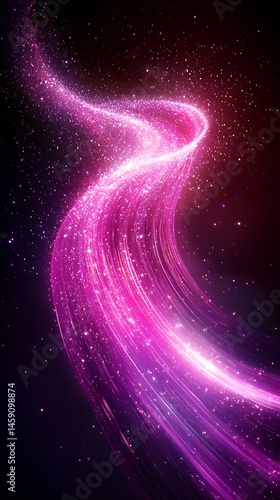 Glowing pink trail in dark space