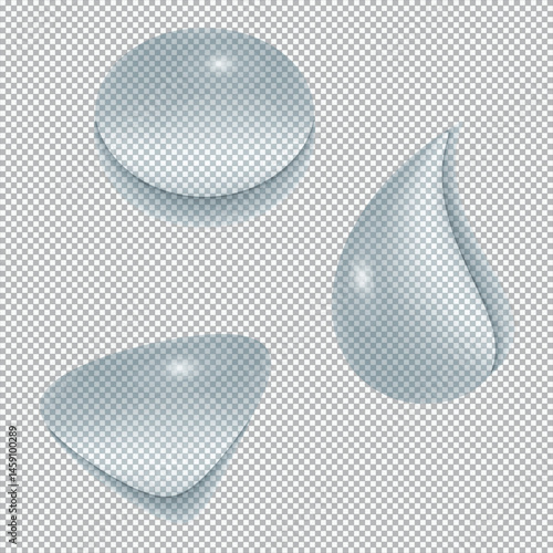 Water drop condensation set, droplets 3D elements on a transparent background
