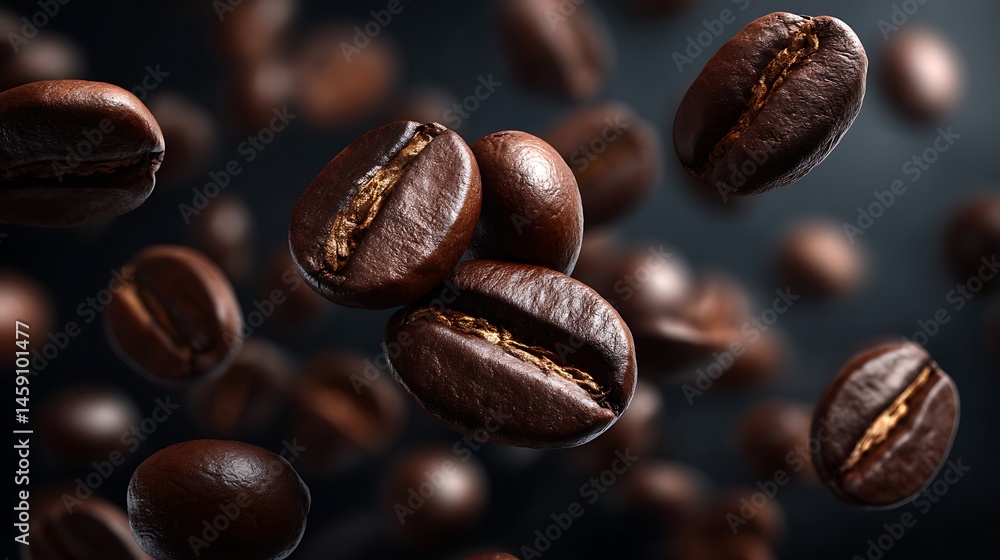 Roasted arabica coffee bean texture dark brown coffee background flatlay glossy close-up top view Roasted arabica coffee bean texture dark brown coffee background flatlay glossy close-up top view
