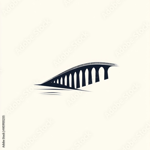 Silhouetted arch bridge over water