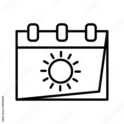 Multipurpose solar calendar vector icon in outline, gif, filled outline style. calendar summer, on white background