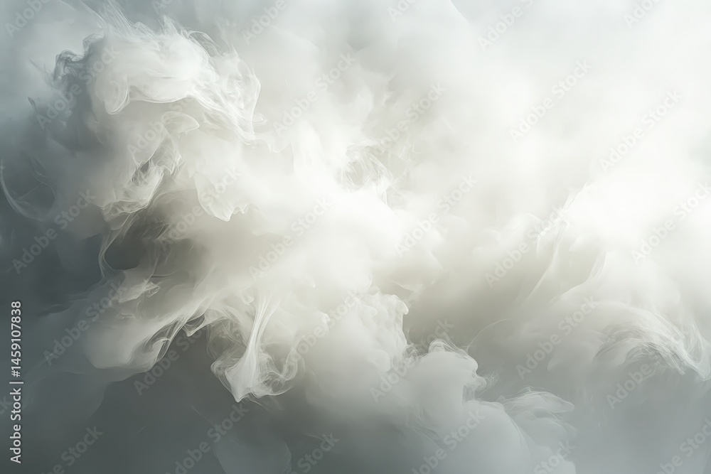 Naklejka premium Abstract cloud-like ink patterns in light gray tones.