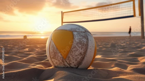 beach volleyball ball and court