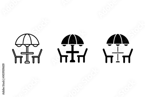 Terrace, in line design. Terrace, balcony, outdoor space, patio, rooftop, seating area, veranda on white background vector. Terrace editable stroke icon.