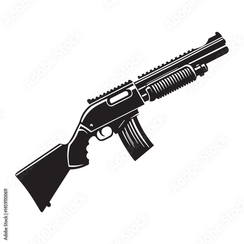 Classic Shotgun silhouette with strong visual impact – shotgun illustration – shotgun vector – weapon silhouette

