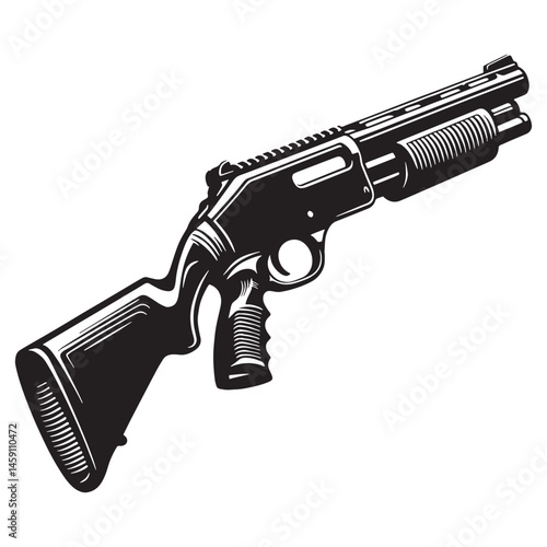 Bold Shotgun silhouette with impactful shape – shotgun illustration – shotgun vector – weapon silhouette

