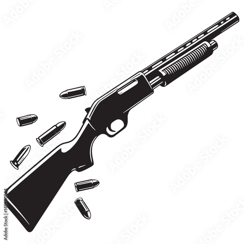 Minimal Shotgun silhouette, defined curves and power – shotgun illustration – shotgun vector – weapon silhouette

