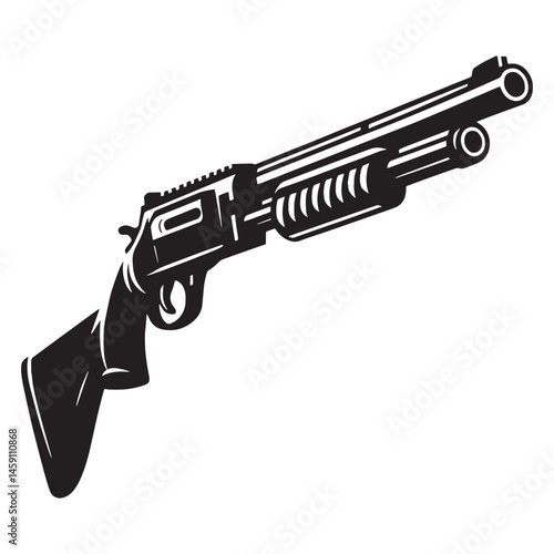 Sharp Shotgun silhouette with a modern edge – shotgun illustration – shotgun vector – weapon silhouette

