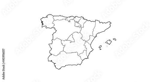 Outline Map of Spain with Autonomous Communities