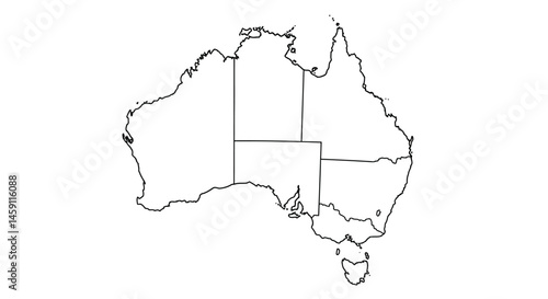 Outlined Map of Australia with State Borders