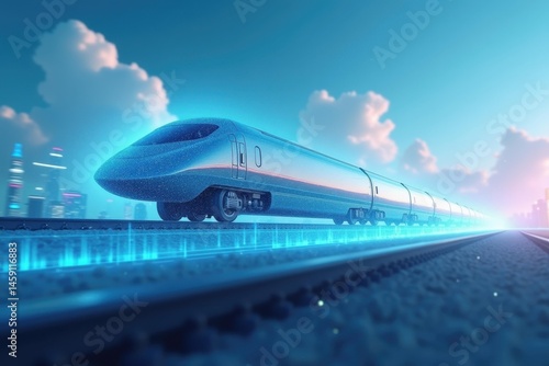 Wallpaper Mural Urban Night Transit. Lone train chugs through dark city, symbolizing solitary journey amidst urban chaos and confinement. Torontodigital.ca