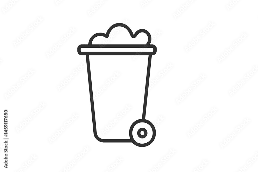 Simple vector illustration of a waste bin with a lid, showcasing a clean and minimalist design ideal for recycling and waste management themes Simple vector illustration of a waste bin with a lid, showcasing a clean and minimalist design ideal for recycling and waste management themes
