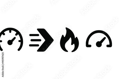 Vector illustration icons representing speed, movement, and energy for dynamic design and visualization