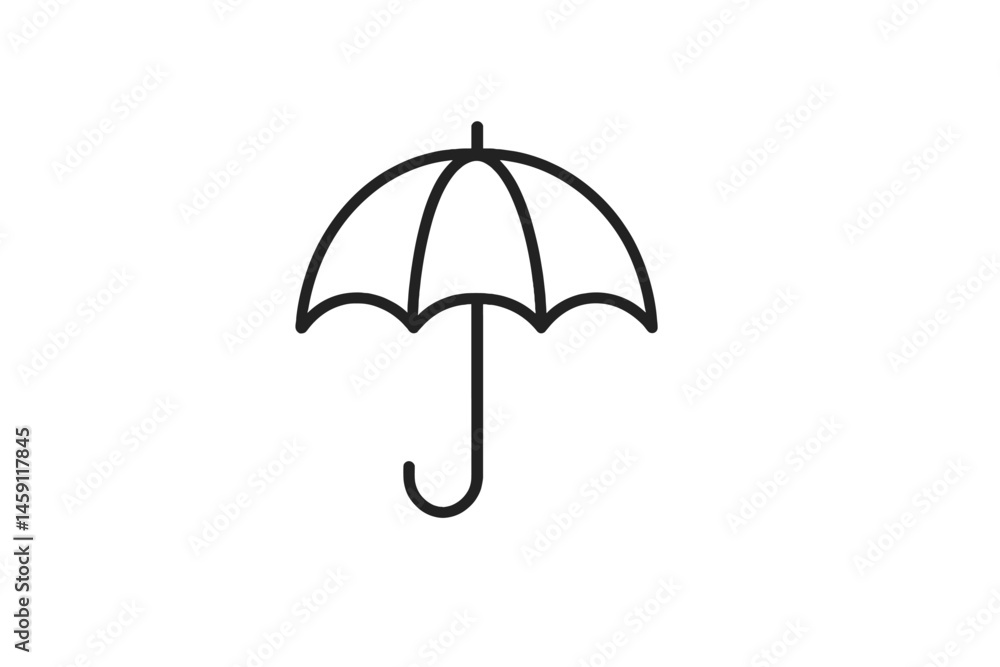 Vector illustration of a simple umbrella icon designed for weather-related themes and concepts