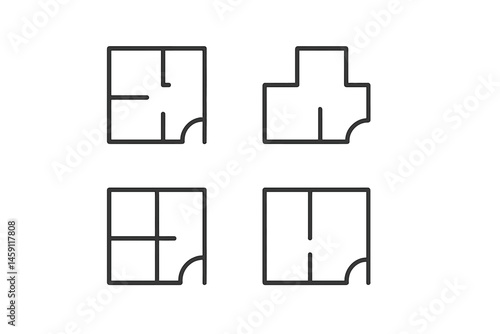 Modern vector illustration of various geometric shapes with clean lines suitable for design and architecture projects
