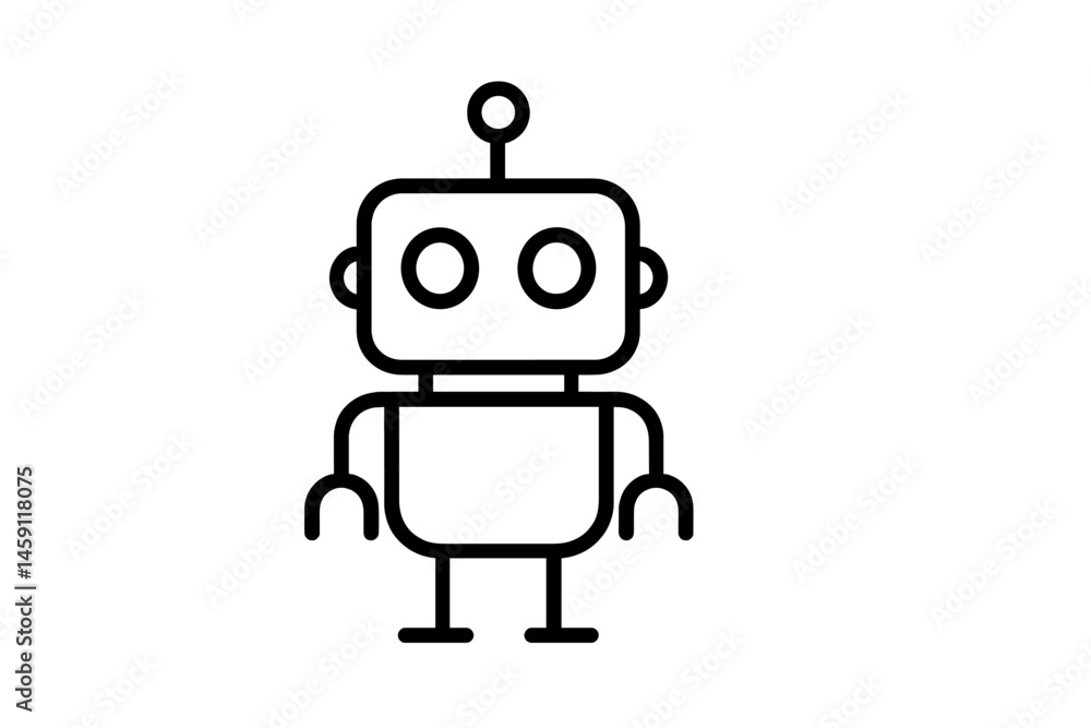 Creative vector illustration of a friendly robot character with simple shapes and a minimalistic design Creative vector illustration of a friendly robot character with simple shapes and a minimalistic design