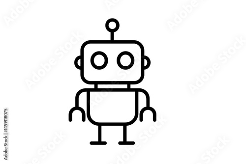 Creative vector illustration of a friendly robot character with simple shapes and a minimalistic design