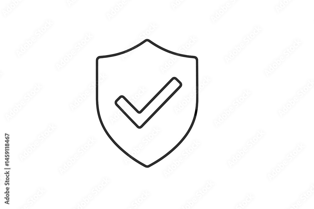 Vector illustration icon of a shield with a check mark symbolizing security and protection in various contexts Vector illustration icon of a shield with a check mark symbolizing security and protection in various contexts