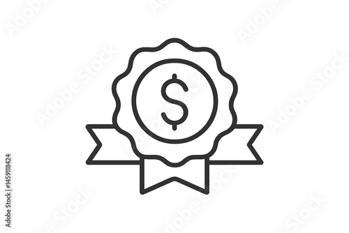 Award badge icon featuring a dollar sign designed for financial achievements and recognition