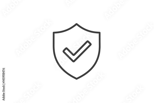 Vector illustration icon representing a shield with a check mark symbolizing security and protection in digital design use
