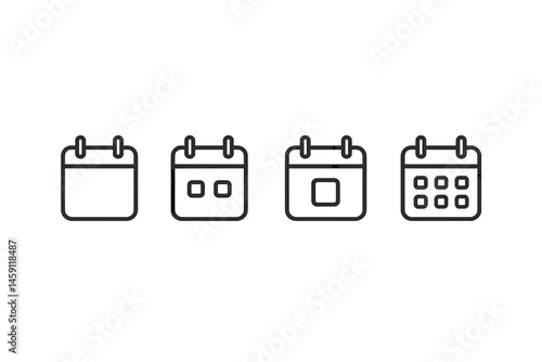 Vector illustration of calendar icons for planning and organization in various styles