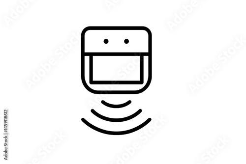 Vector illustration icon depicting a smart device with sound waves emanating from its speaker