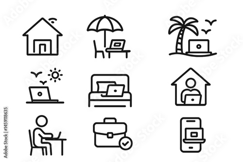 Remote work lifestyle with a mix of home, beach, and comfort settings for professionals on the go