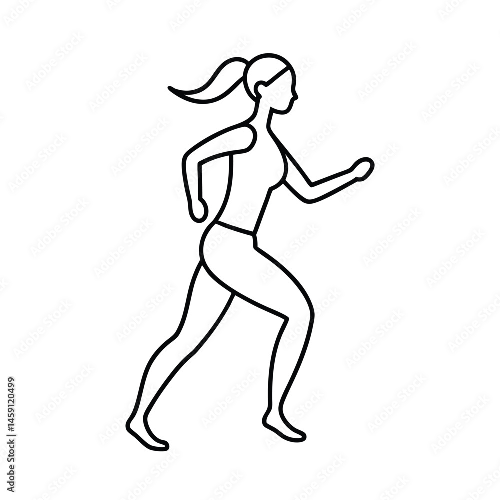Fototapeta premium young girl running, minimalist one-line, line art illustration