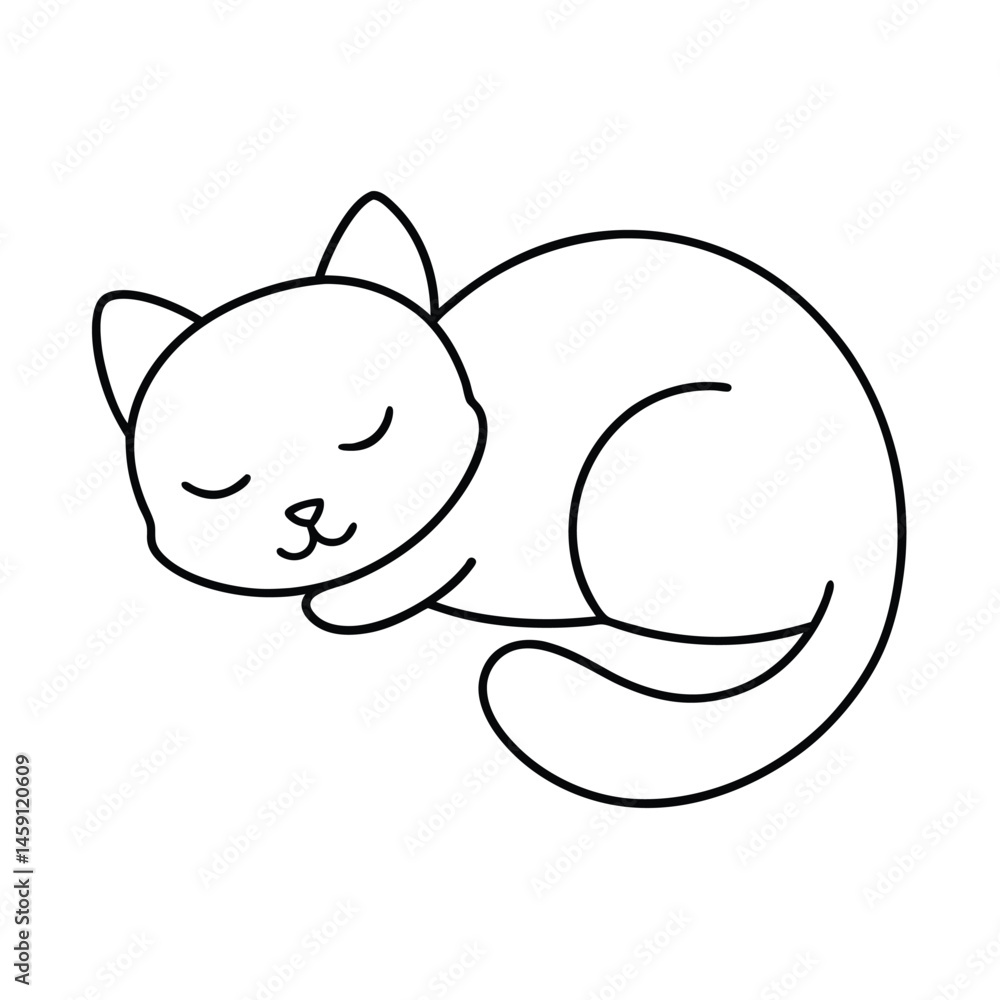 cute cat minimalist one-line, line art illustration cute cat minimalist one-line, line art illustration