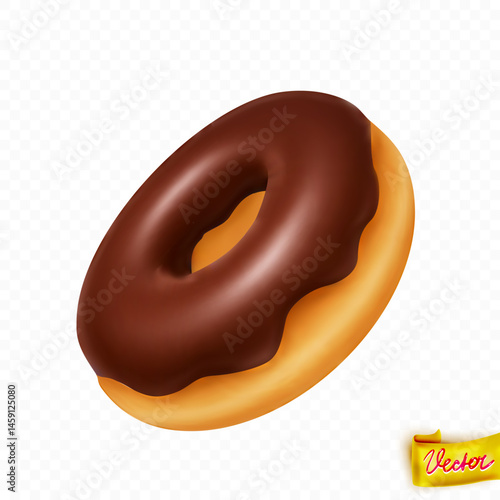 Realistic Donut With Smooth Chocolate Glaze, Perfect For Cafe Menus, Dessert Promotions, Bakery Packaging, Food Ads And Sweet Branding Concepts