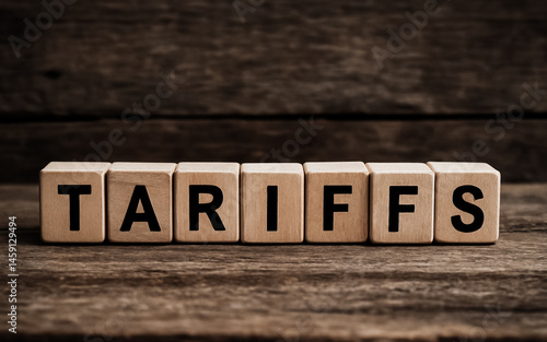 Obraz na płótnie Tariffs word written on wooden cubes on wooden table w salonie