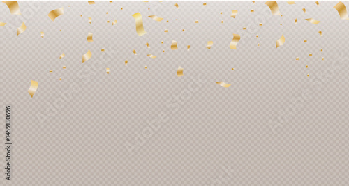 Vector golden confetti png. Falling confetti. Confetti, streamers, tinsel. Decorations for a holiday. Birthday.For okrytok. Banners. PNG