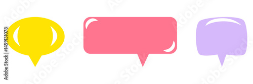 Colorful speech bubbles in different shapes.