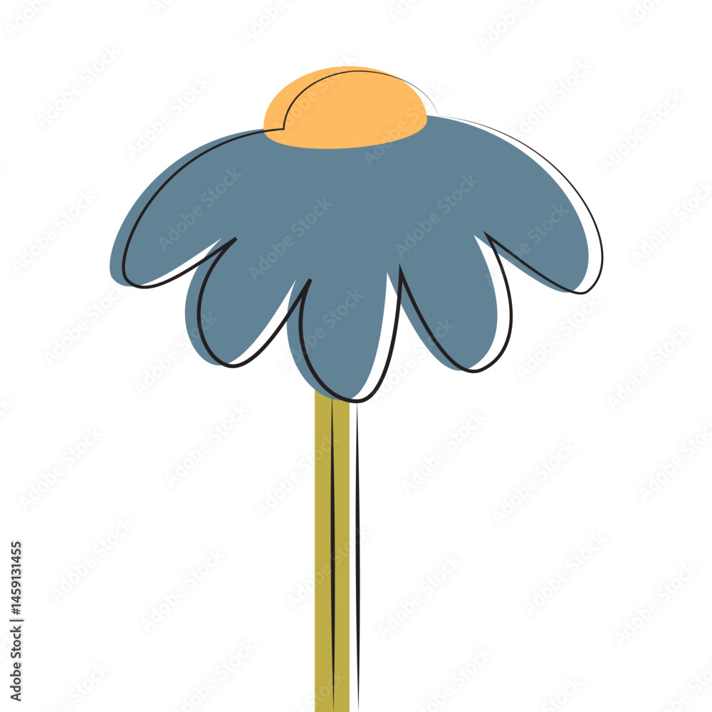 Abstract flower with blue petals and yellow center. Abstract flower with blue petals and yellow center.