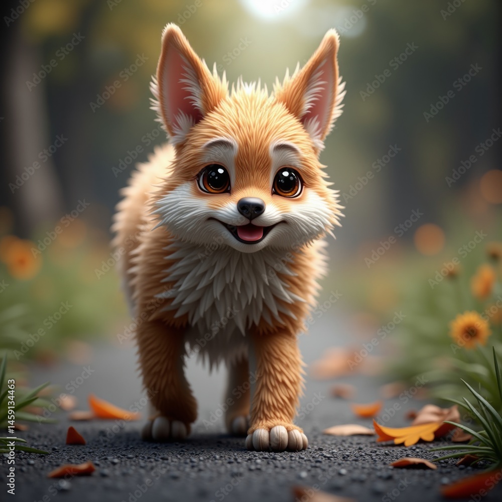 Obraz premium Adorable animated fox character