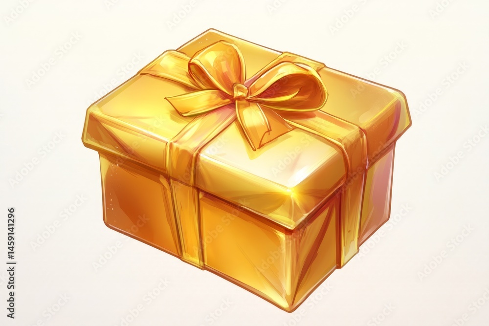 Obraz premium Golden gift box with a ribbon