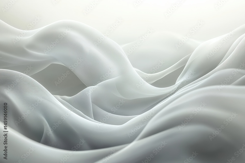 Obraz premium Flowing, soft fabric drapes in muted grey-white tones.
