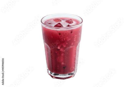 Wallpaper Mural Refreshing berry drink with ice in a textured glass droplets cling to its side against a dark background Torontodigital.ca