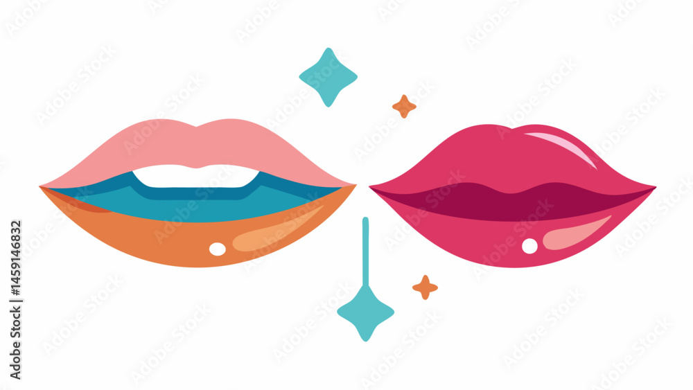 Glossy Transformation Beforeandafter illustration showing dry lips transitioning to smooth plump lips after using an exosomeinfused mask with visual cues like sparkles and exosome Glossy Transformation Beforeandafter illustration showing dry lips transitioning to smooth plump lips after using an exosomeinfused mask with visual cues like sparkles and exosome