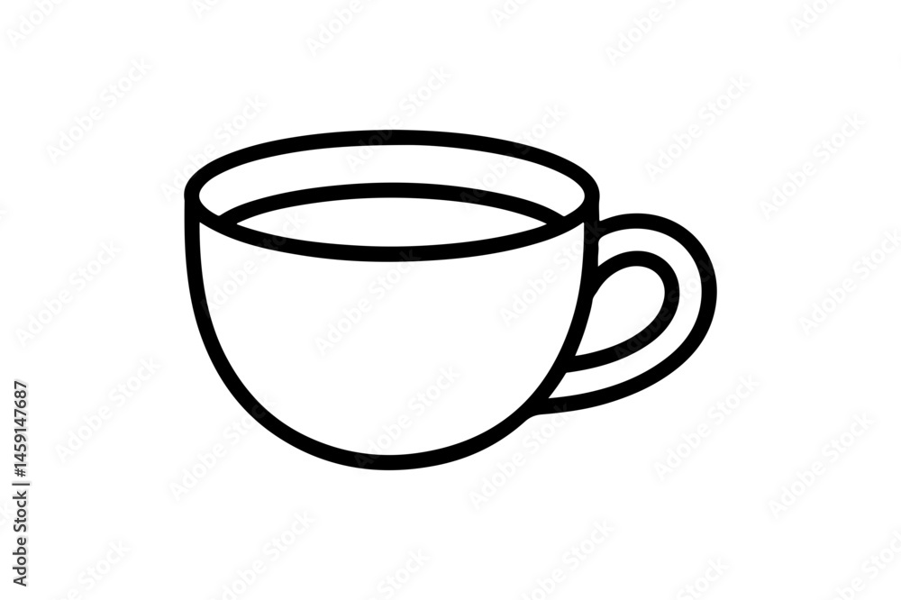 Simple line drawing of a coffee cup with handle Simple line drawing of a coffee cup with handle