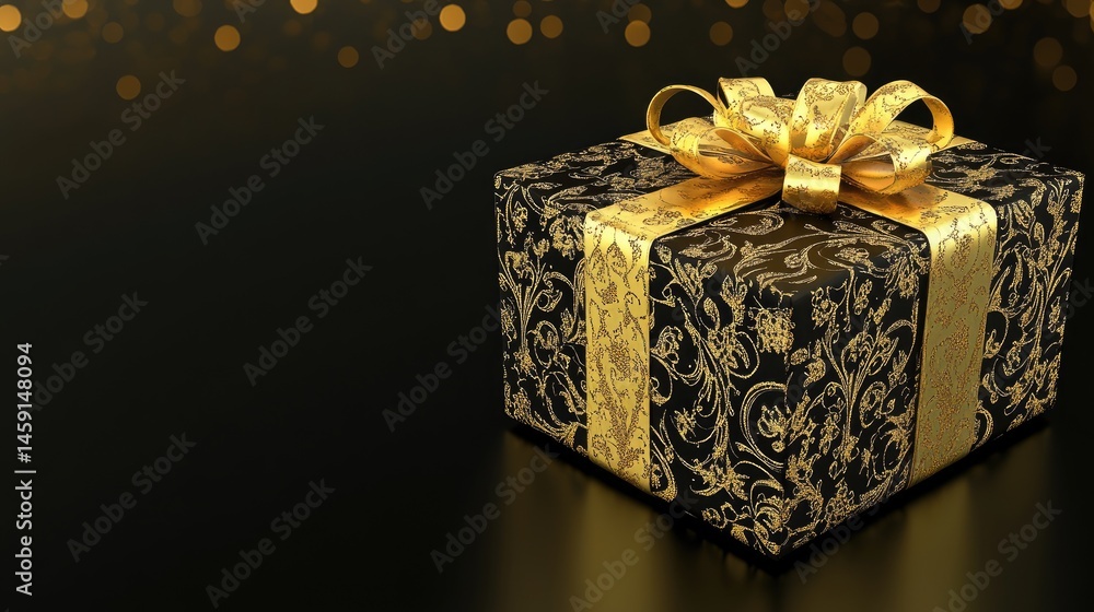 Luxurious black gift box with gold embellishments