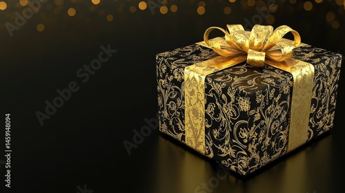 Obraz na płótnie Luxurious black gift box with gold embellishments w salonie